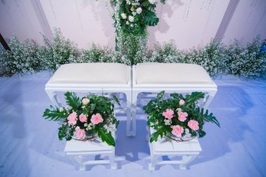 Geleneksel Tayland Düğün Töreni. Atmosfer dekorasyonu ve eser.