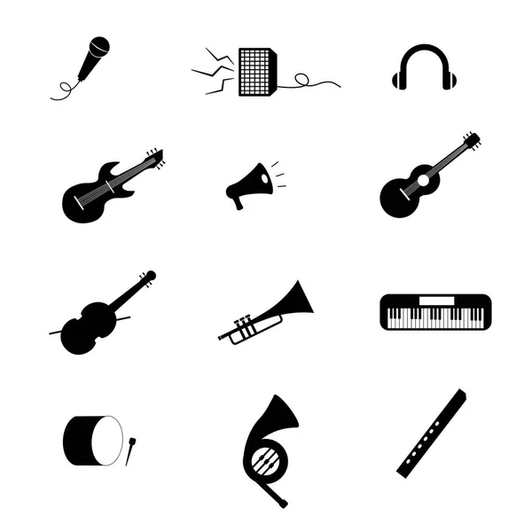 Ikona Wektora Instrumentu Muzycznego Białym Tle — Wektor stockowy