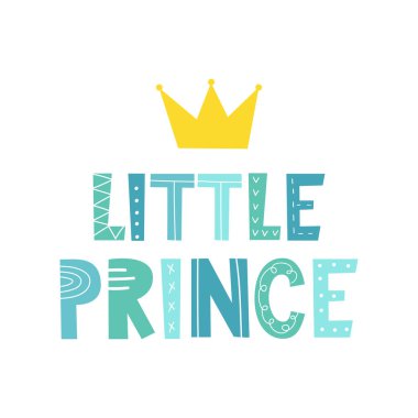  Küçük Prenses harf dizaynı, vektör çizimi. Çocukların doğum günü tasarımı için pankart. Bebek baskısı. Posterler ve tişörtler için iyi..