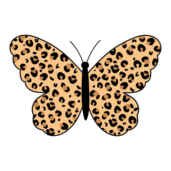 Butterfly Leopard Vector Illustration Isolated White Background Good Posters Shirts — Stock Vector