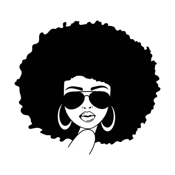 Cara Mujer Con Gafas Aviador Mujeres Afro Mujer Afroamericana Ilustración — Archivo Imágenes Vectoriales