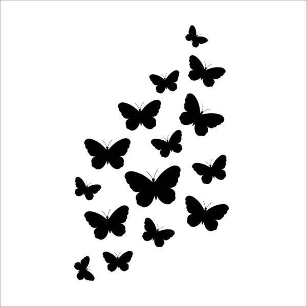 Papillon Papillons Flottants Illustration Vectorielle Isolée Sur Fond Blanc — Image vectorielle