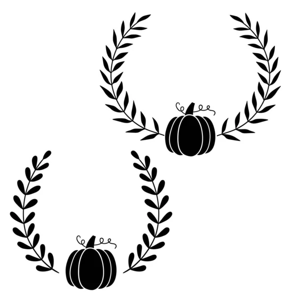 Pumpkin Wreath Moldura Monograma Abóbora Feliz Dia Das Bruxas Ilustração — Vetor de Stock
