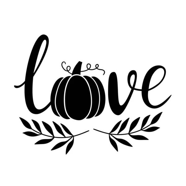 Love Pumpkin Escrito Con Letras Feliz Halloween Ilustración Vectorial Aislado — Vector de stock