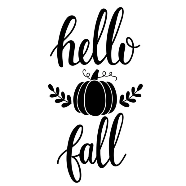 Bonjour Automne Lettrage Écrit Avec Citrouille Joyeux Halloween Illustration Vectorielle — Image vectorielle