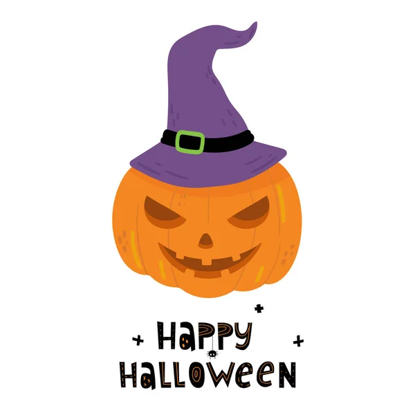 Šťastný Halloween Dýně Klobouku Doodle Styl Vektorové Ručně Kreslené Ilustrace — Stockový vektor