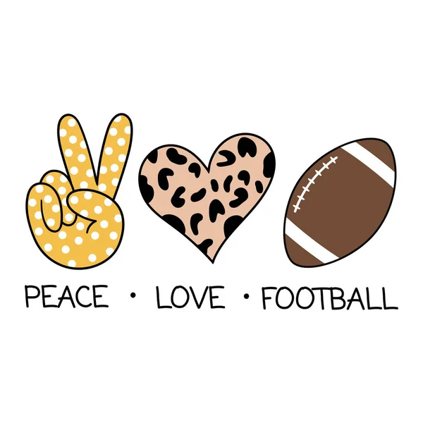 Peace Love Football Ilustración Vectorial Aislado Sobre Fondo Blanco Bueno — Vector de stock