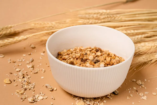 Tazón Cereal Vaso Leche Vista Superior Concepto Desayuno Saludable —  Fotos de Stock