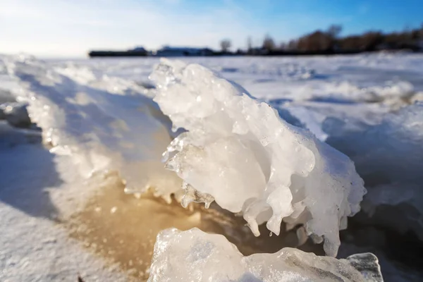 Лід Сніговій Поверхні Крижаної Річки Зимовий Фон — стокове фото