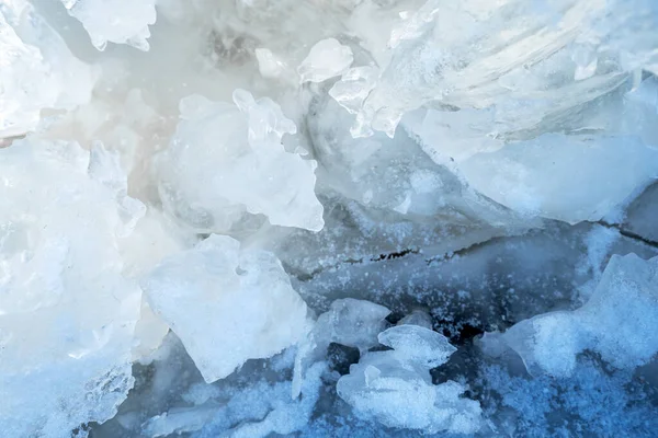 Den Snöiga Ytan Isig Flod Vinter Bakgrund — Stockfoto