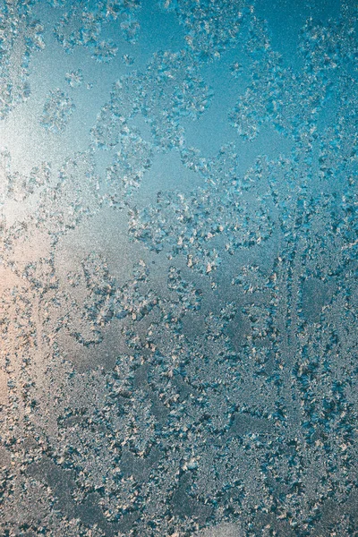 冬季玻璃上的冰图案 自然背景 — 图库照片