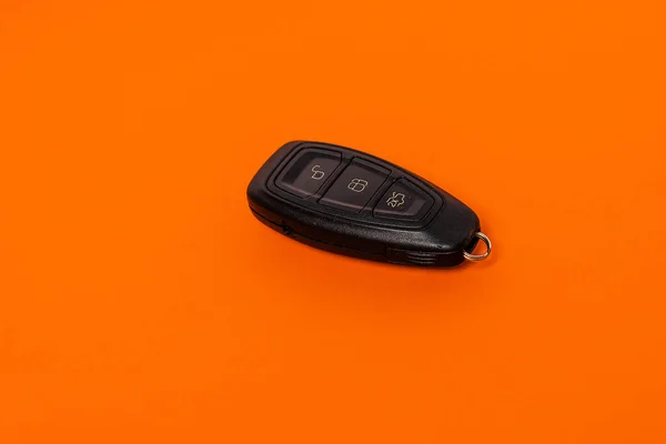 Modern Autó Távoli Kulcs Narancs Elszigetelt Háttér — Stock Fotó