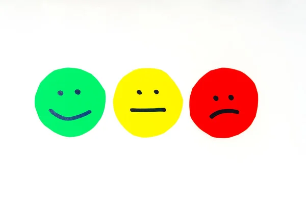 Χαρτί Κόβει Κύκλους Πρόσωπα Διαφορετικά Συναισθήματα Μια Ομάδα Εκφράσεων Προσώπου — Φωτογραφία Αρχείου