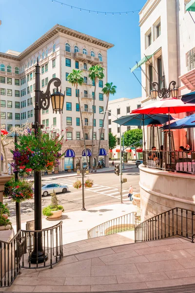 Streets Beverly Hills Shops Palm Trees Bright Buildings Los Angeles — Stock Photo, Image