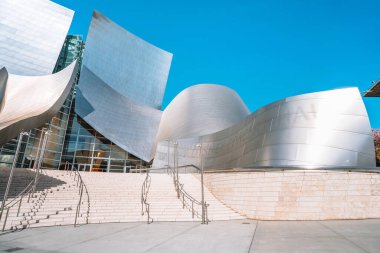 Walt Disney Concert Hall, grand futuristic building in downtown. Los Angeles, USA clipart