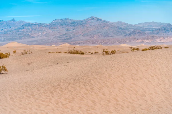 Vista Panorâmica Dia Quente Das Dunas Areia Planas Mesquite Death — Fotografia de Stock