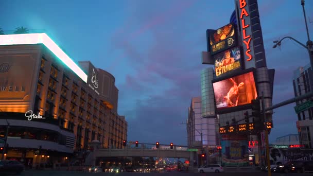 Video Las Vegas Nachts Een Panorama Van Beroemdste Straat Van — Stockvideo