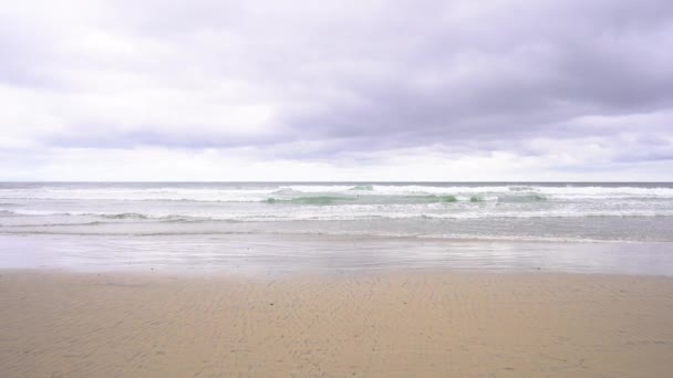 Vídeo Hermosa Playa Frente Océano California Día Nublado — Vídeos de Stock