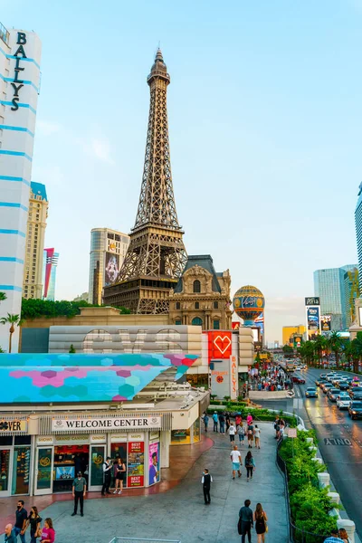 Famous Las Vegas Hotels Beautiful Street Panorama Las Vegas Usa — Stock Photo, Image