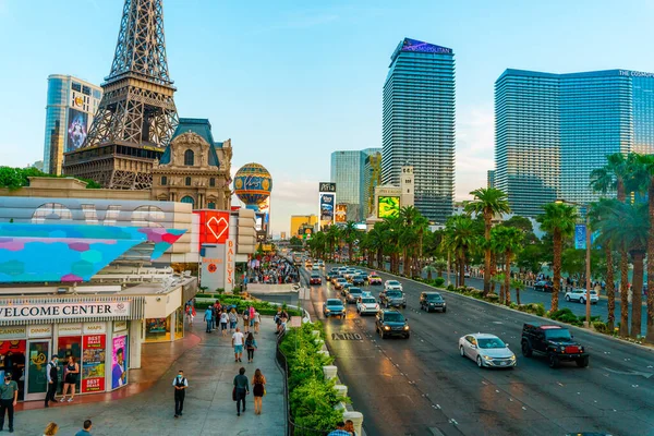 Beroemde Las Vegas Hotels Prachtig Straatpanorama Las Vegas Verenigde Staten — Stockfoto