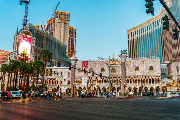 Słynne Hotele Las Vegas Piękna Uliczna Panorama Las Vegas Usa — Zdjęcie stockowe