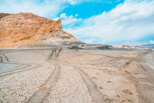 Beautiful landscape with road and rocky landscape in Utah, view in Alstrom Point, USA