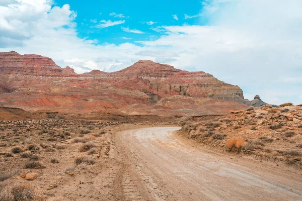 Beautiful landscape with road and rocky landscape in Utah, view in Alstrom Point, USA