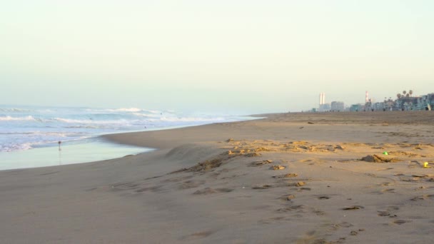 Vídeo Hermosa Playa Los Ángeles Por Mañana Temprano — Vídeos de Stock