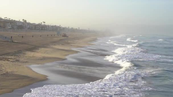 Video Krásná Pláž Los Angeles Usa Ranní Světlo — Stock video