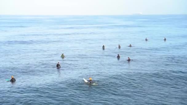 Video Surfer Ozean Warten Auf Eine Große Welle Los Angeles — Stockvideo