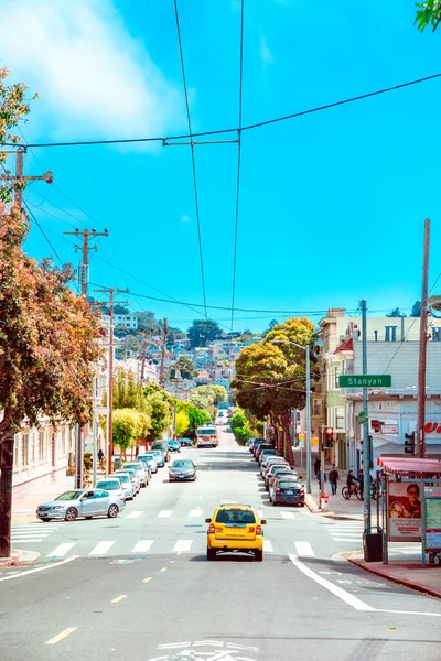 Hermosa Calle Con Casas Adosadas San Francisco Famosa Arquitectura San — Foto de Stock