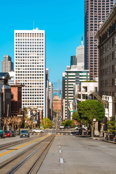 Street Center City Sloping Road Beautiful View Downtown San Francisco — Stock Photo, Image