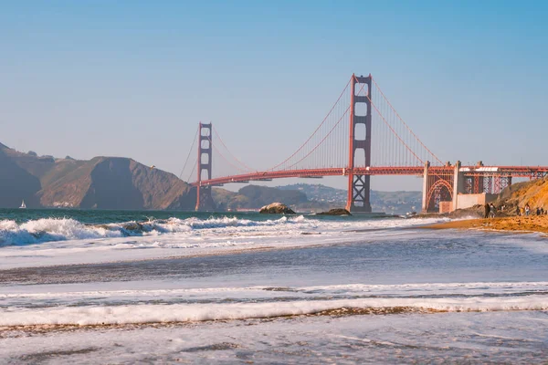 Puente Golden Gate Playa San Francisco Hermosa Vista Postal —  Fotos de Stock