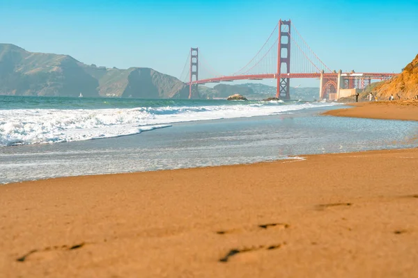 Golden Gate Bridge San Francisco Beach Beautiful Postcard View — Stock Photo, Image