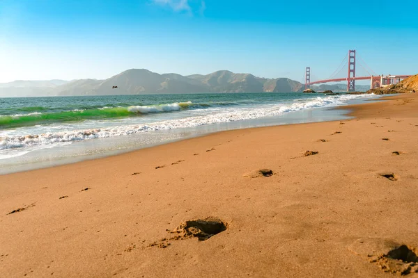 Golden Gate Bridge San Francisco Beach Beautiful Postcard View — Stock Photo, Image