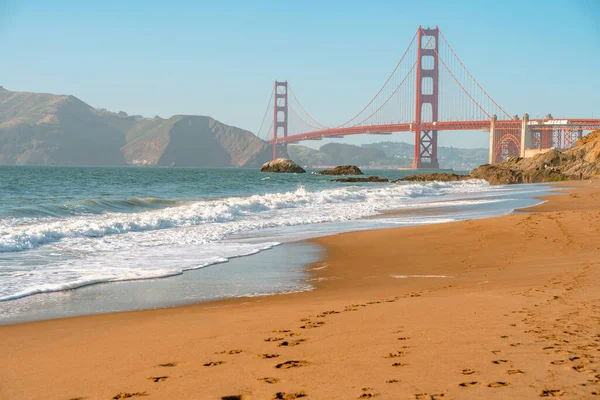 Puente Golden Gate Playa San Francisco Hermosa Vista Postal —  Fotos de Stock