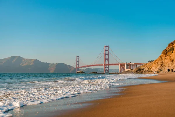 Golden Gate Bridge San Francisco Beach Beautiful Postcard View — Stock Photo, Image