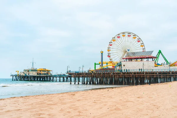 Santa Monica Beach Los Angeles Einem Bewölkten Tag — Stockfoto