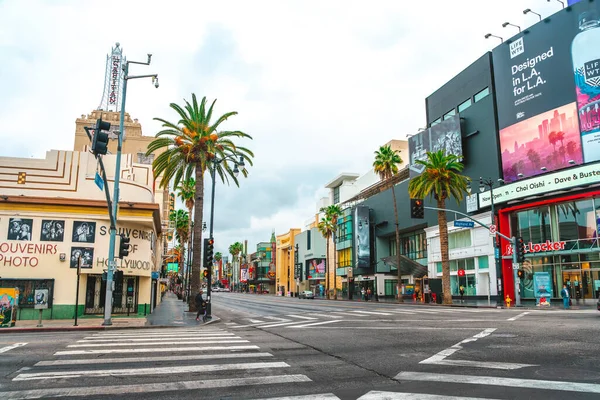 Calles Hollywood Paseo Fama Los Ángeles Día Nublado Los Ángeles —  Fotos de Stock