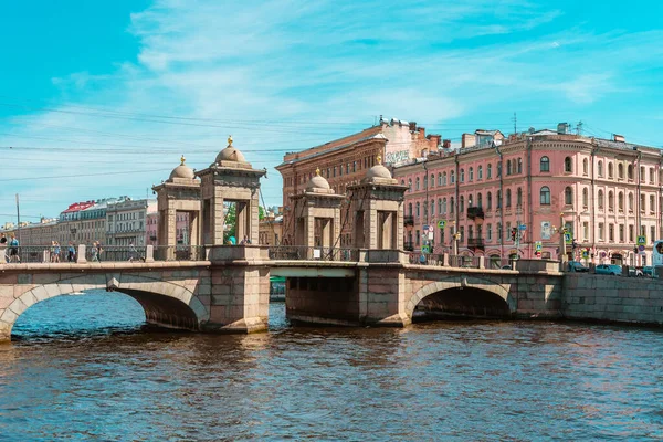 Pont Lomonosov Saint Pétersbourg Été Attraction Touristique — Photo