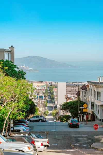 View Street Downtown San Francisco Business Buildings Middle Houses San — Stock Photo, Image