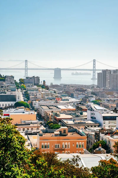 Panorama Ciudad San Francisco Con Una Vista Del Puente Oakland — Foto de Stock
