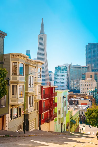 Bela Rua Com Vista Para Torre Transamerica São Francisco Eua — Fotografia de Stock