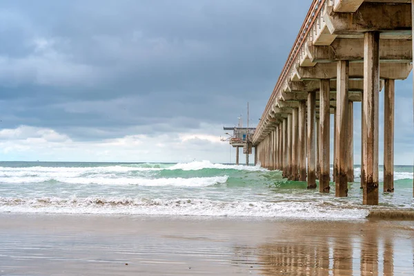 Paisaje Dramático Océano Tiempo Nublado Hermoso Muelle Jolla California Arena — Foto de Stock