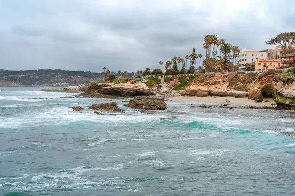 Erstaunliche Landschaft Von Sunset Cliffs Beach Coastline Bewölkten San Diego — Stockfoto