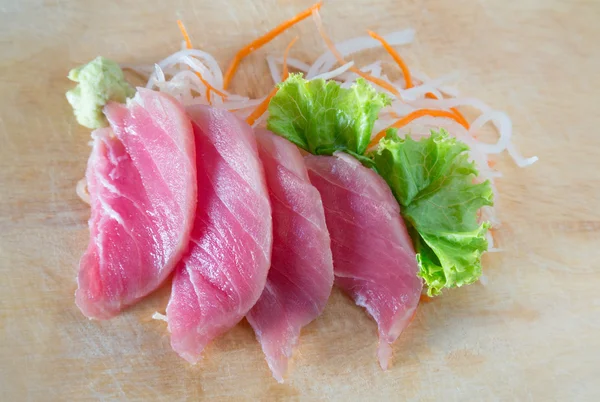 Fresh sashimi on wood background — Stock Photo, Image