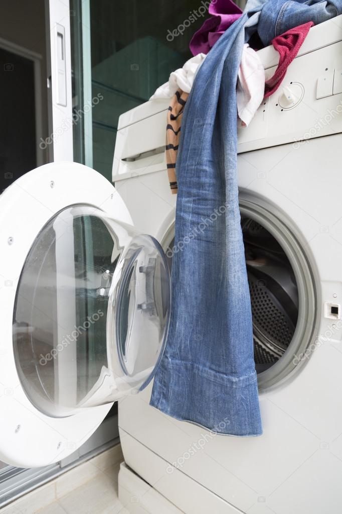 clothes on washing machine 