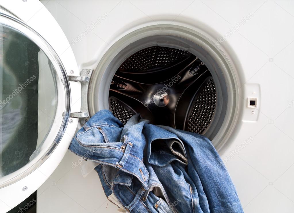 clothes in washing machine 