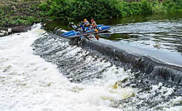 Ekaterimburgo Rusia 2021 Concursos Equipo Catamaranes Deportivos Rafting Agua Superación — Foto de Stock