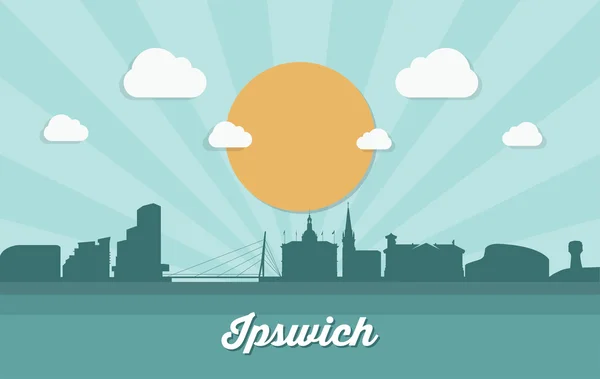 Ipswich Uk skyline achtergrond — Stockvector